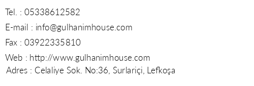 Gl Hanm House telefon numaralar, faks, e-mail, posta adresi ve iletiim bilgileri